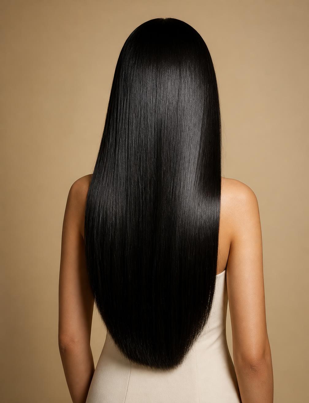 Client hair after Cortex extensions installation showing volume and shine